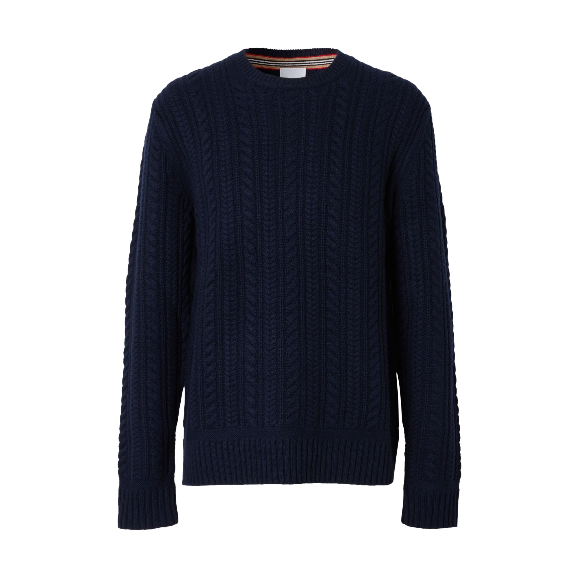 NAVY Pull en cachemire à maille torsadée