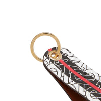 BRIDLE BROWN IP PTTN Porte-clés en cuir et toile écologique rayé Monogram