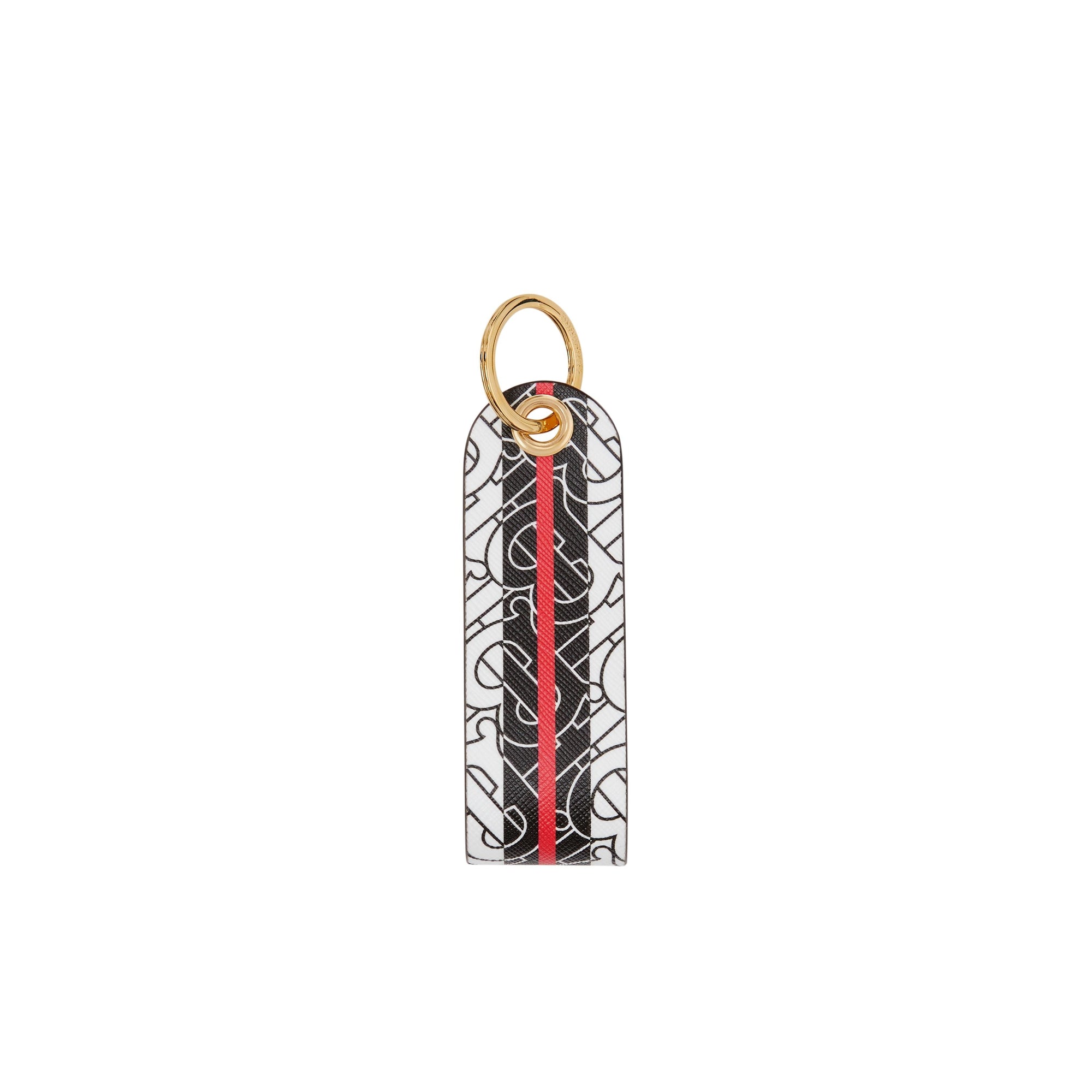 BRIDLE BROWN IP PTTN Porte-clés en cuir et toile écologique rayé Monogram