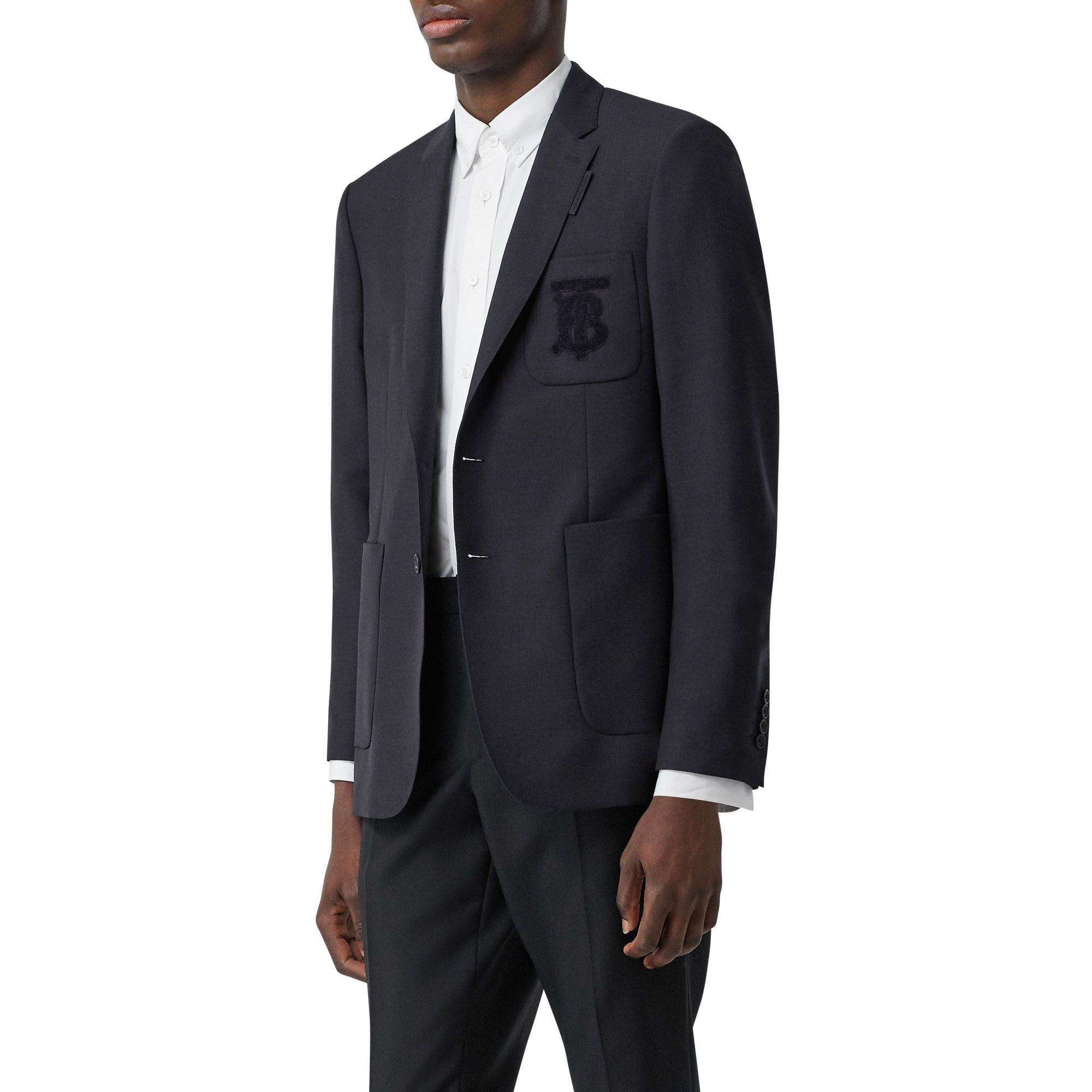 Veste de costume slim en laine et mohair monogram - Marine
