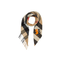 Bandana en cachemire check avec logo - Camel