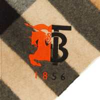 Bandana en cachemire check avec logo - Camel