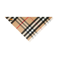 Bandana en cachemire check avec logo - Camel