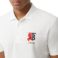Polo en piqué de coton avec logo bicolore - Blanc