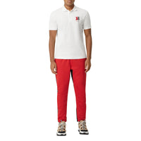 Polo en piqué de coton avec logo bicolore - Blanc