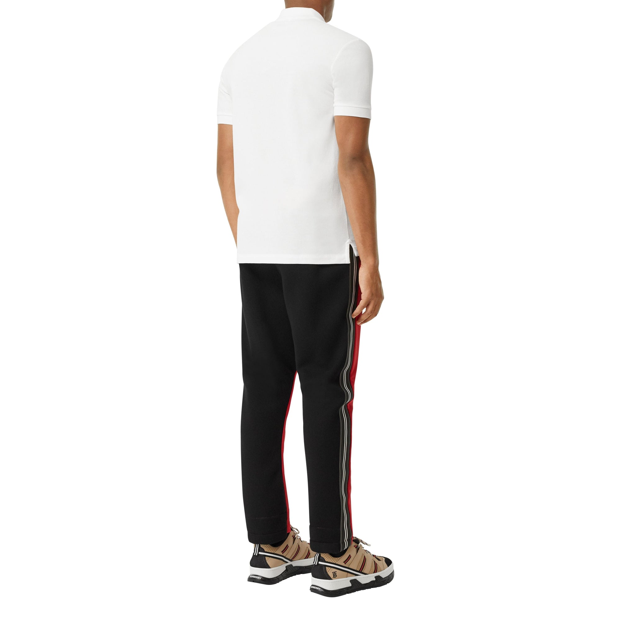 Polo en piqué de coton avec logo bicolore - Blanc