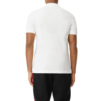 Polo en piqué de coton avec logo bicolore - Blanc