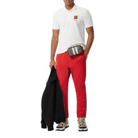 Polo en piqué de coton avec logo bicolore - Blanc