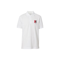 Polo en piqué de coton avec logo bicolore - Blanc