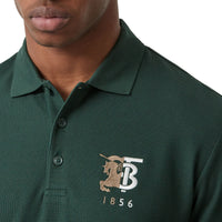 DARK PINE GREEN Polo à manches longues en coton avec logo bicolore