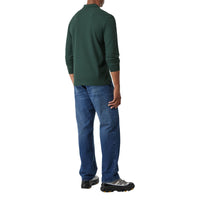 DARK PINE GREEN Polo à manches longues en coton avec logo bicolore