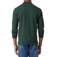 DARK PINE GREEN Polo à manches longues en coton avec logo bicolore