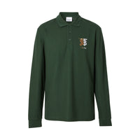 DARK PINE GREEN Polo à manches longues en coton avec logo bicolore