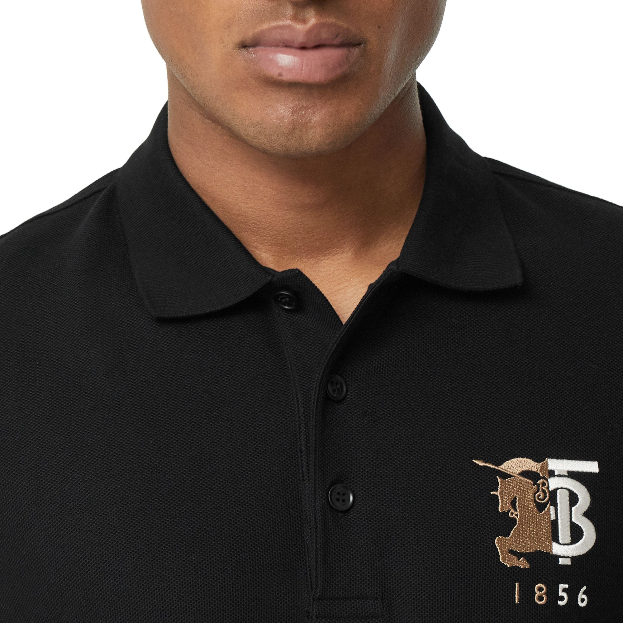BLACK Polo en piqué de coton avec logo bicolore