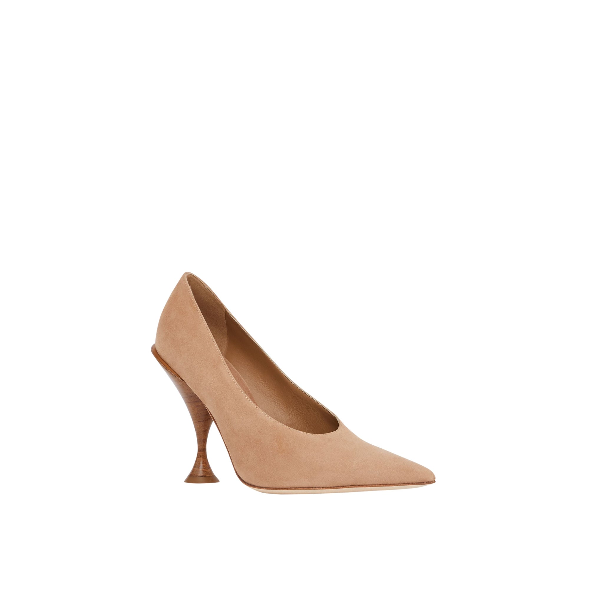 Escarpins à bout pointu en cuir velours - Camel intense