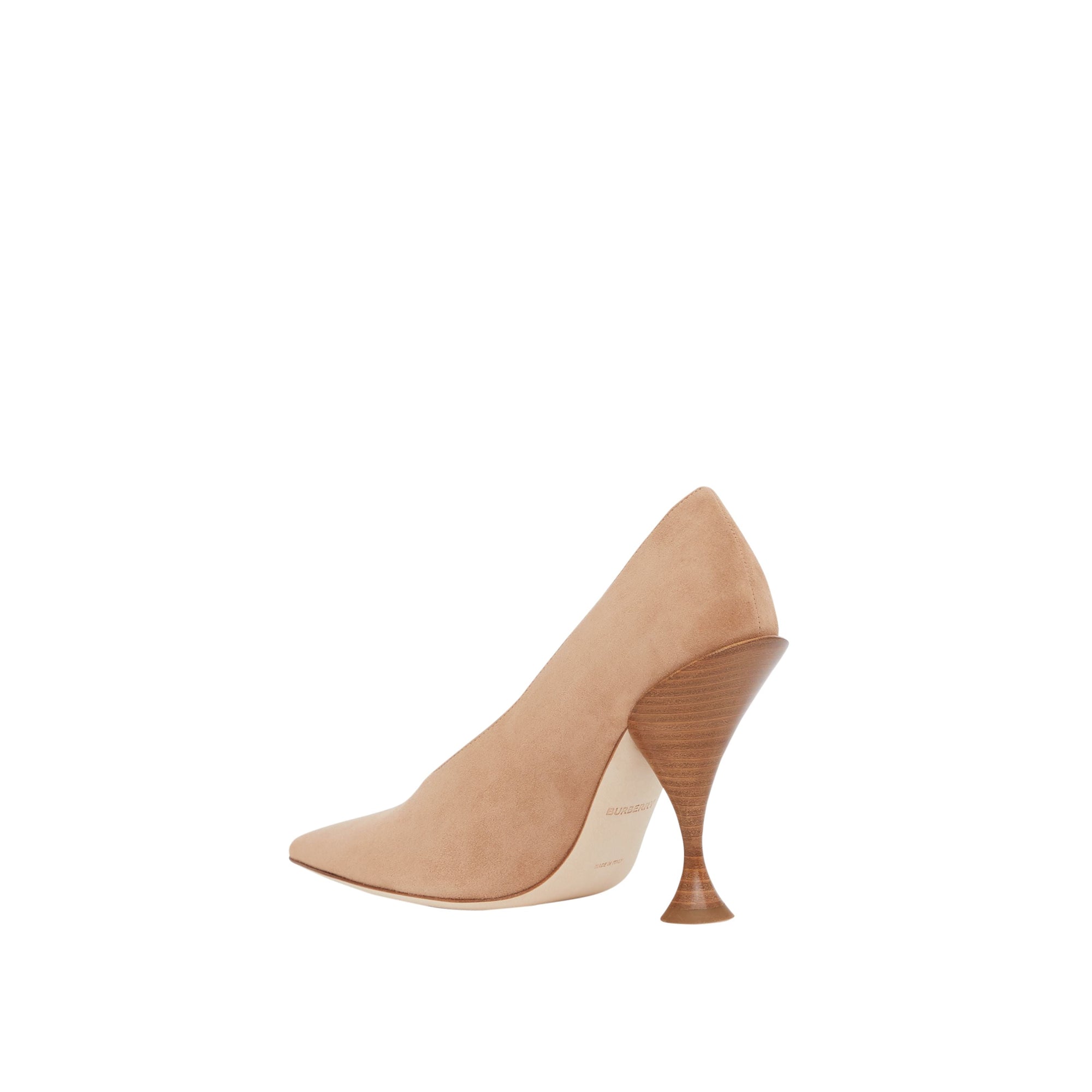 Escarpins à bout pointu en cuir velours - Camel intense