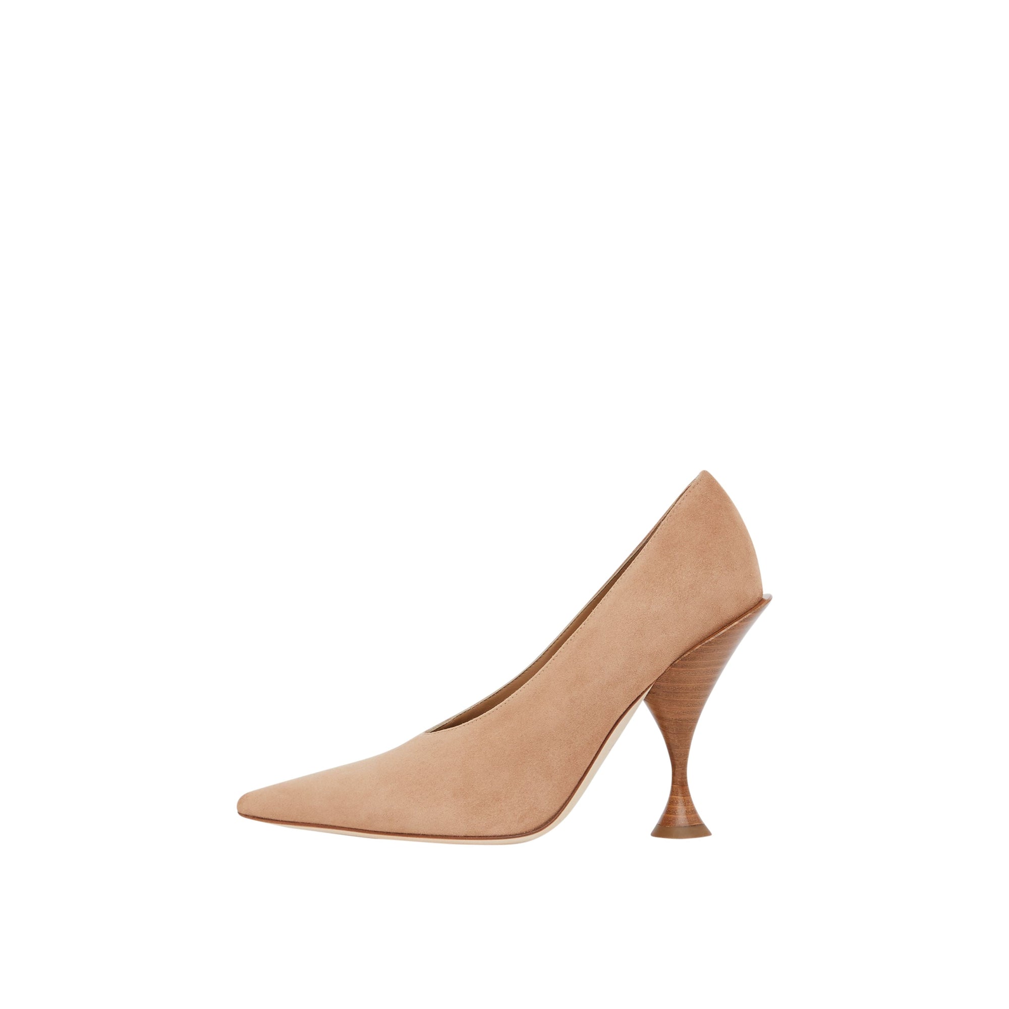 Escarpins à bout pointu en cuir velours - Camel intense