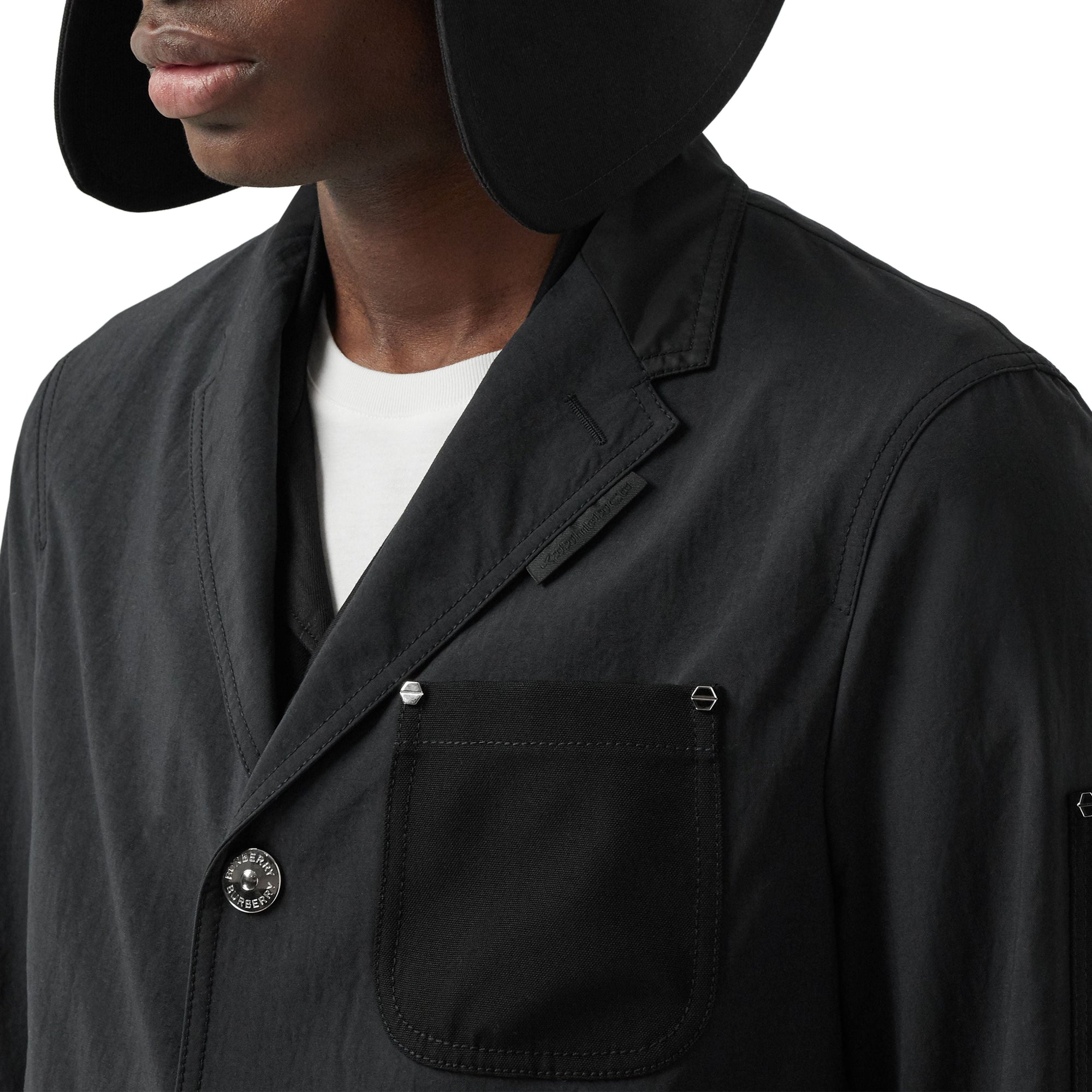 BLACK Veste de costume slim en nylon et laine à panneaux