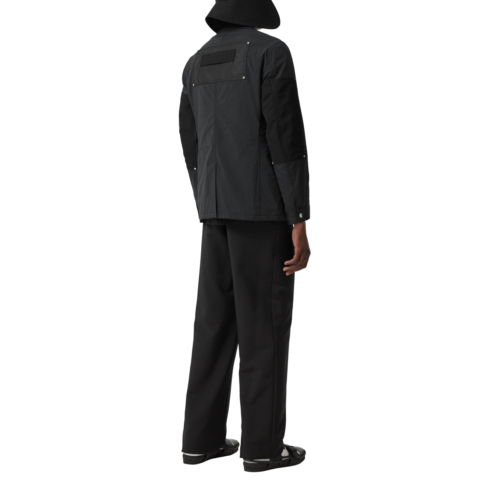 BLACK Veste de costume slim en nylon et laine à panneaux