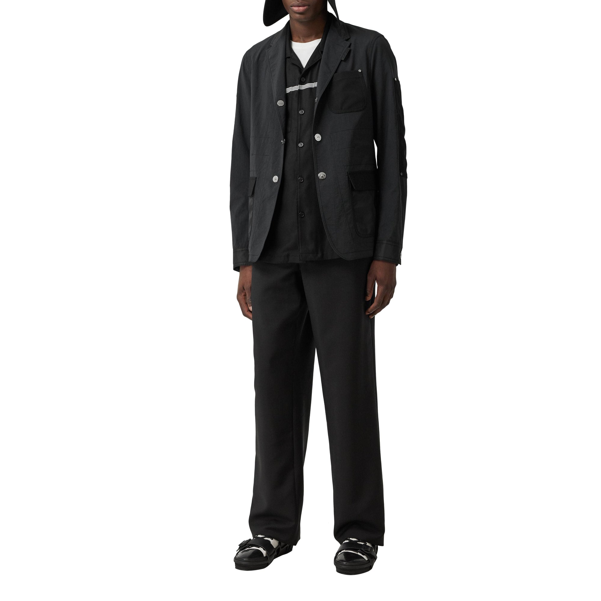 BLACK Veste de costume slim en nylon et laine à panneaux