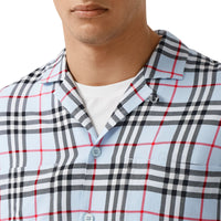 PALE BLUE IP CHECK Chemise à manches courtes en sergé Vintage check