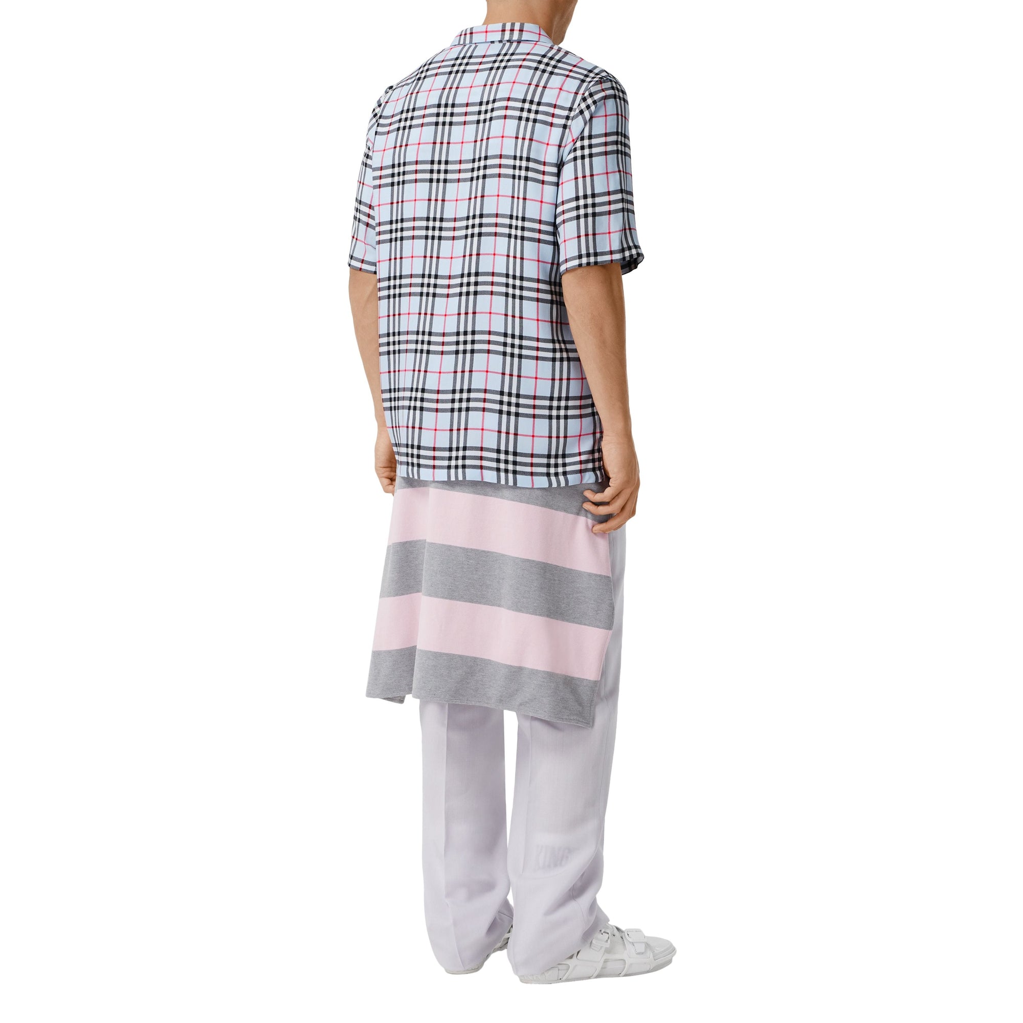 PALE BLUE IP CHECK Chemise à manches courtes en sergé Vintage check