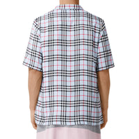 PALE BLUE IP CHECK Chemise à manches courtes en sergé Vintage check