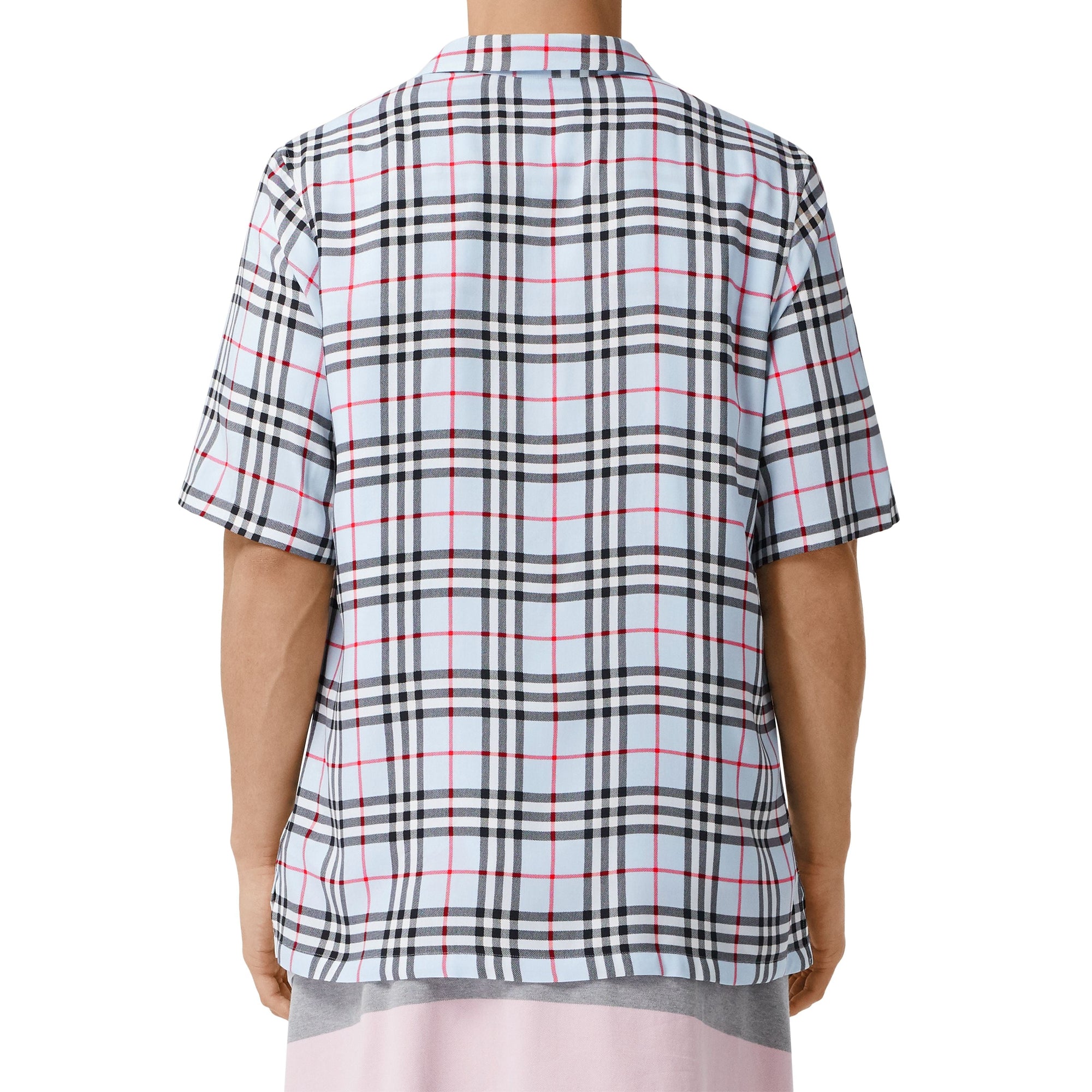 PALE BLUE IP CHECK Chemise à manches courtes en sergé Vintage check