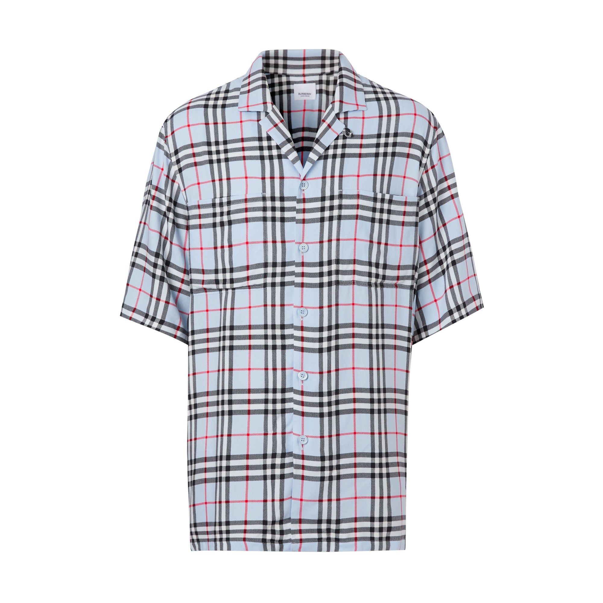 PALE BLUE IP CHECK Chemise à manches courtes en sergé Vintage check