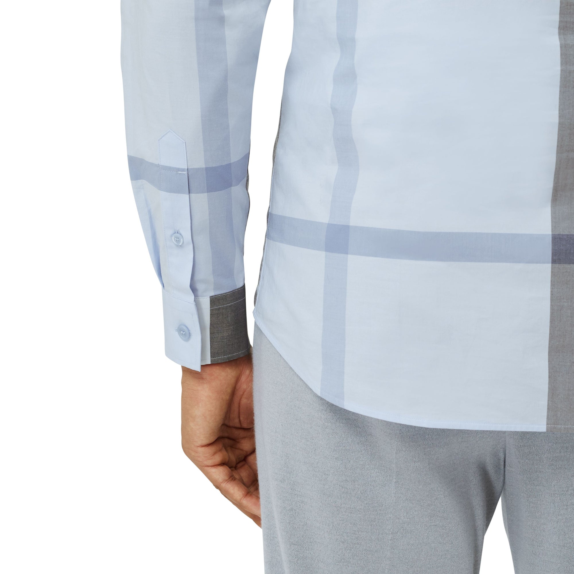 CHALK BLUE IP CHK Chemise en popeline de coton stretch check