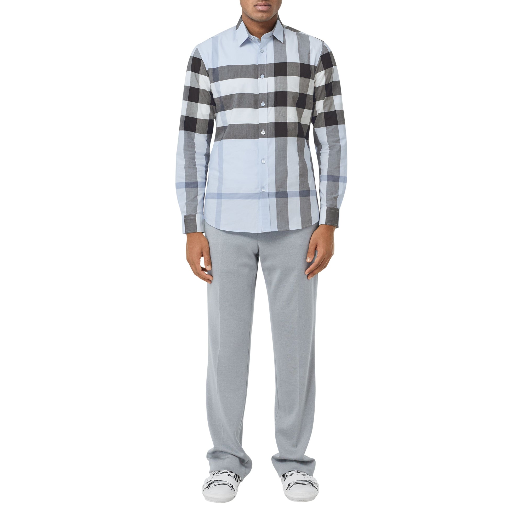 CHALK BLUE IP CHK Chemise en popeline de coton stretch check