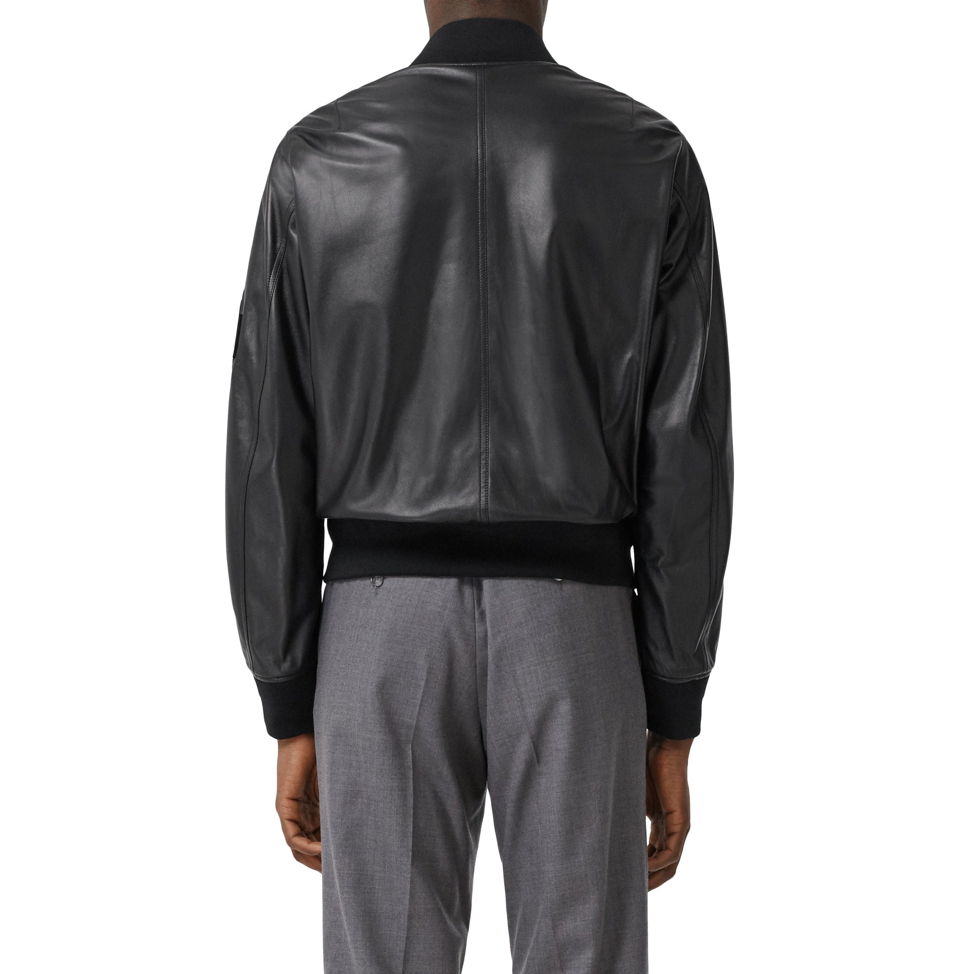 Bomber en cuir d'agneau - Noir