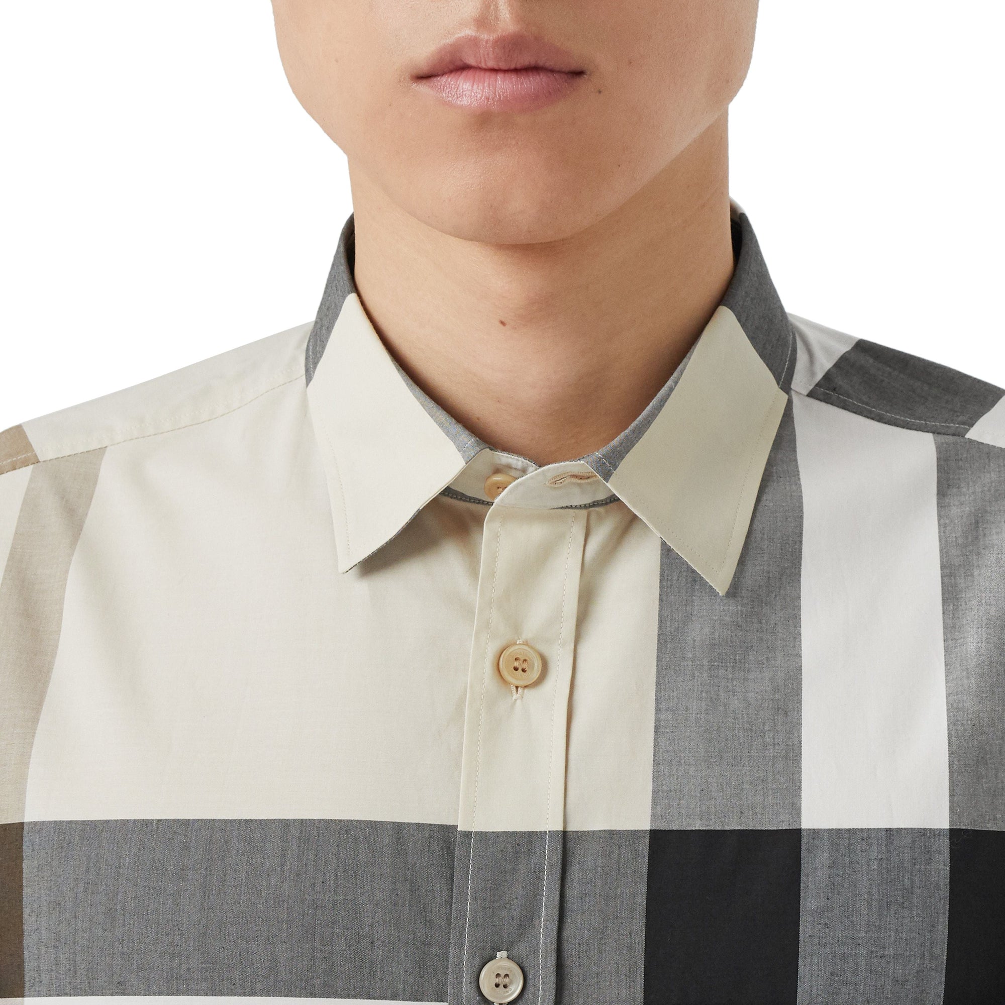 MODERN BEIGE IP CHK Chemise en popeline de coton stretch check