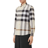 MODERN BEIGE IP CHK Chemise en popeline de coton stretch check