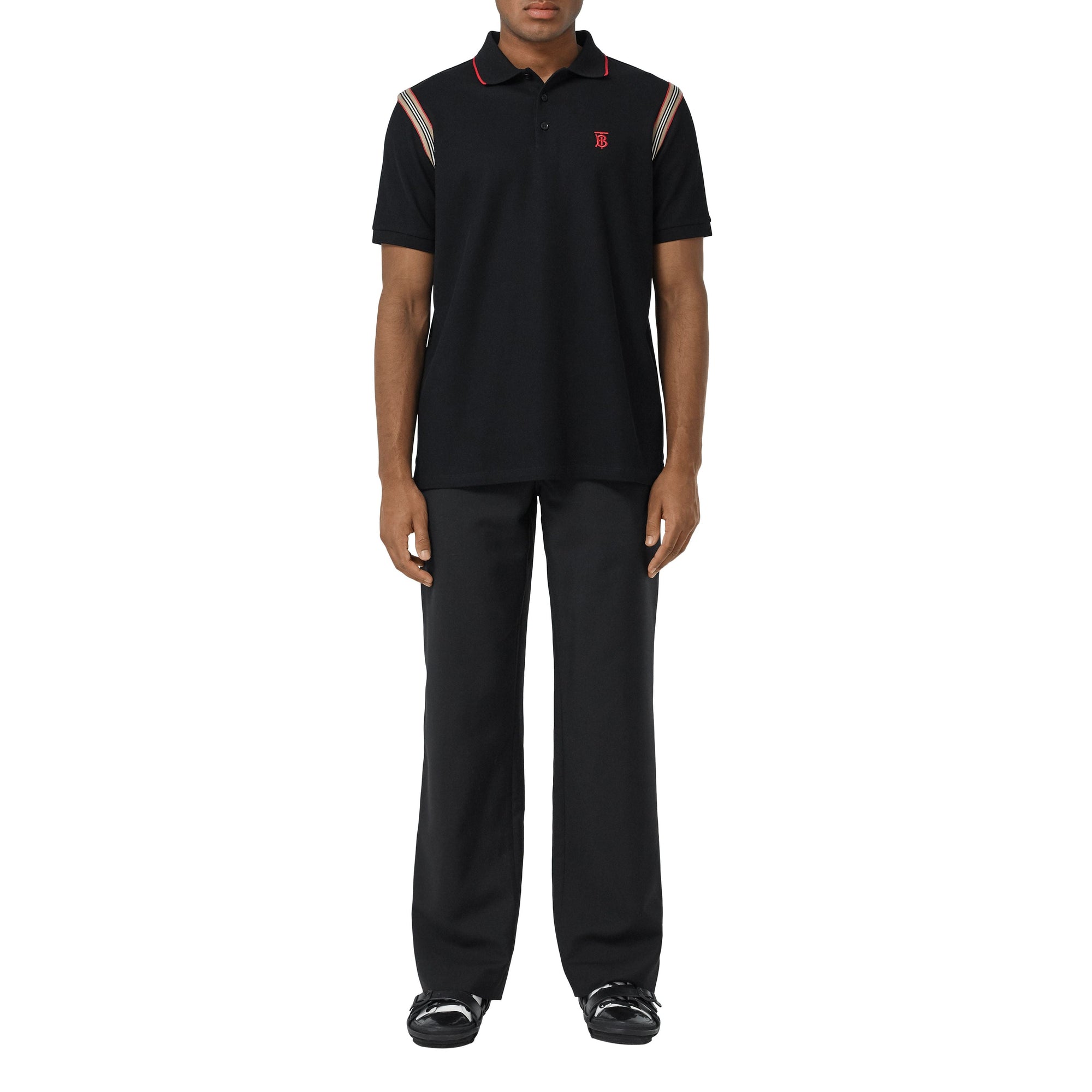 BLACK Polo en coton Monogram à rayures iconiques