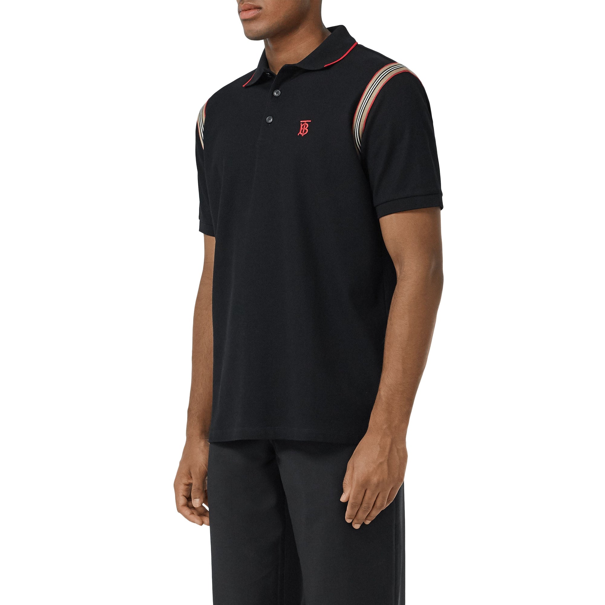 BLACK Polo en coton Monogram à rayures iconiques