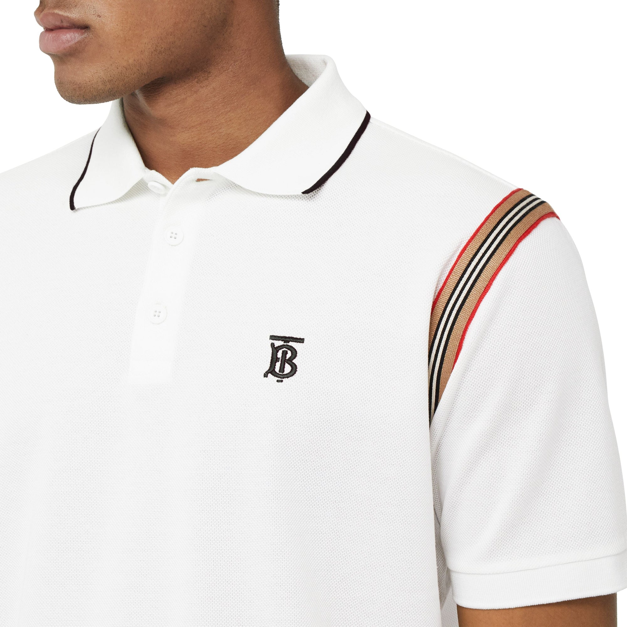 WHITE Polo en coton Monogram à rayures iconiques