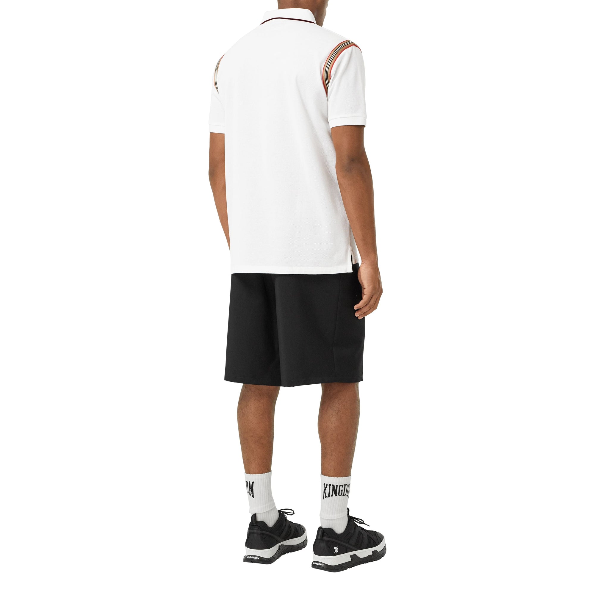 WHITE Polo en coton Monogram à rayures iconiques