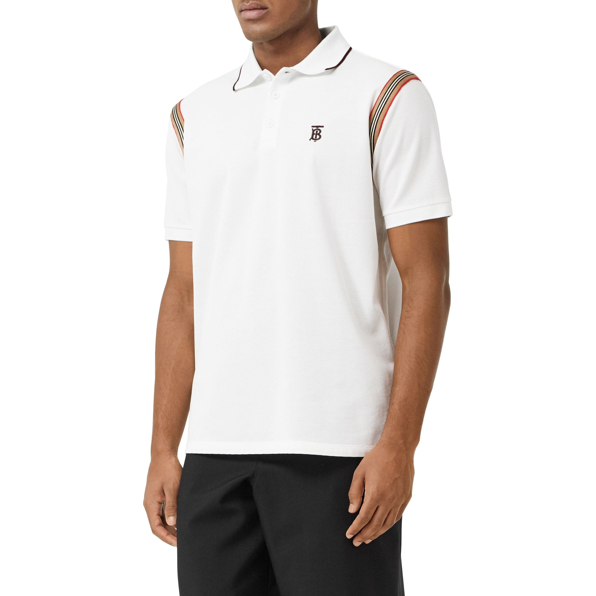 WHITE Polo en coton Monogram à rayures iconiques