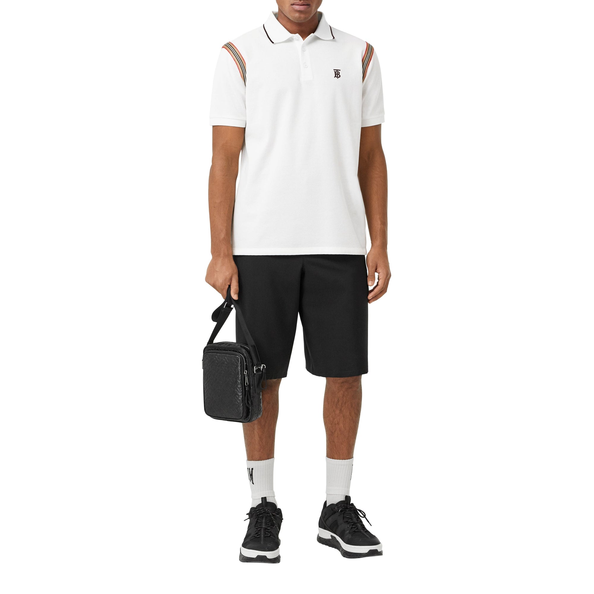 WHITE Polo en coton Monogram à rayures iconiques