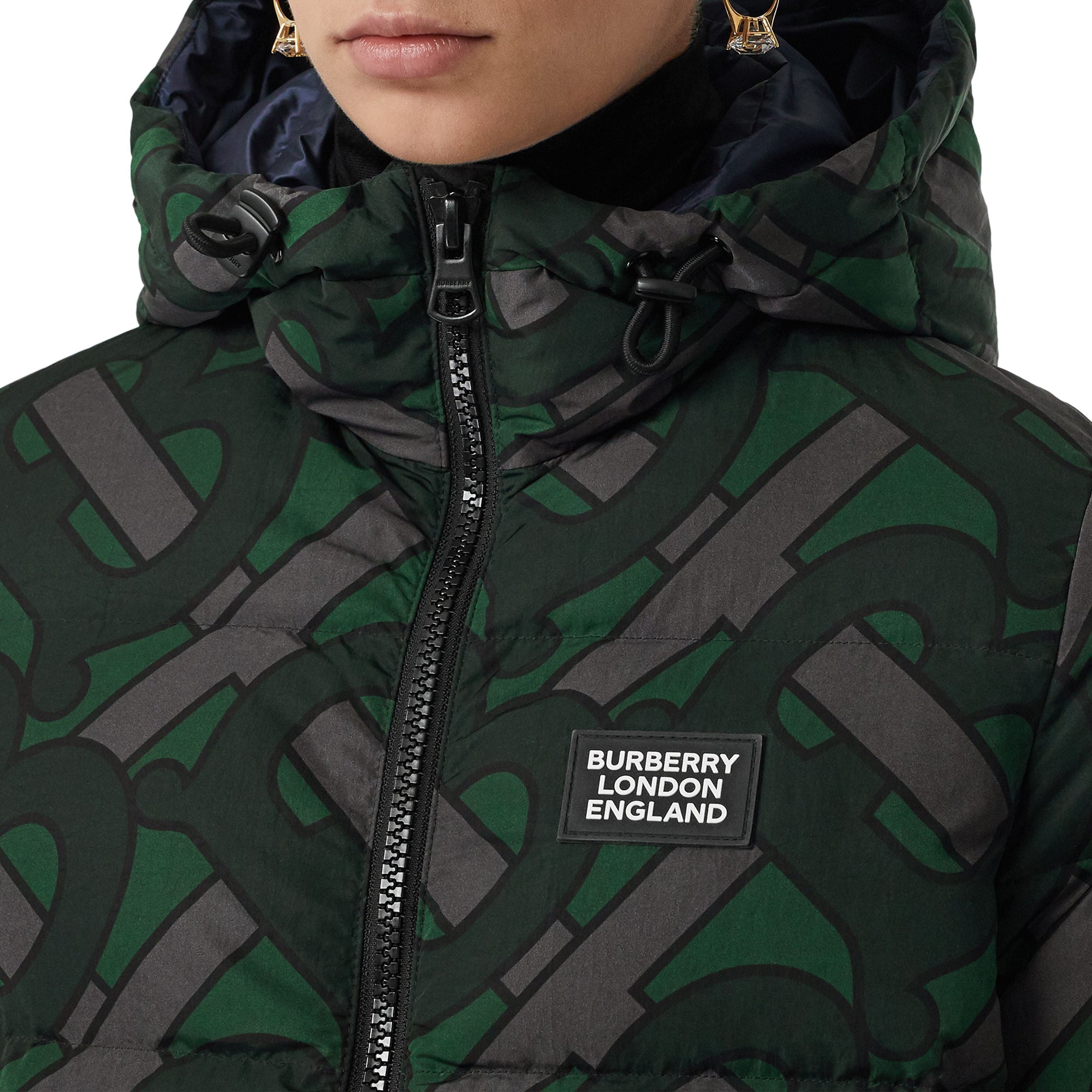 Doudoune à capuche monogram - Vert forêt