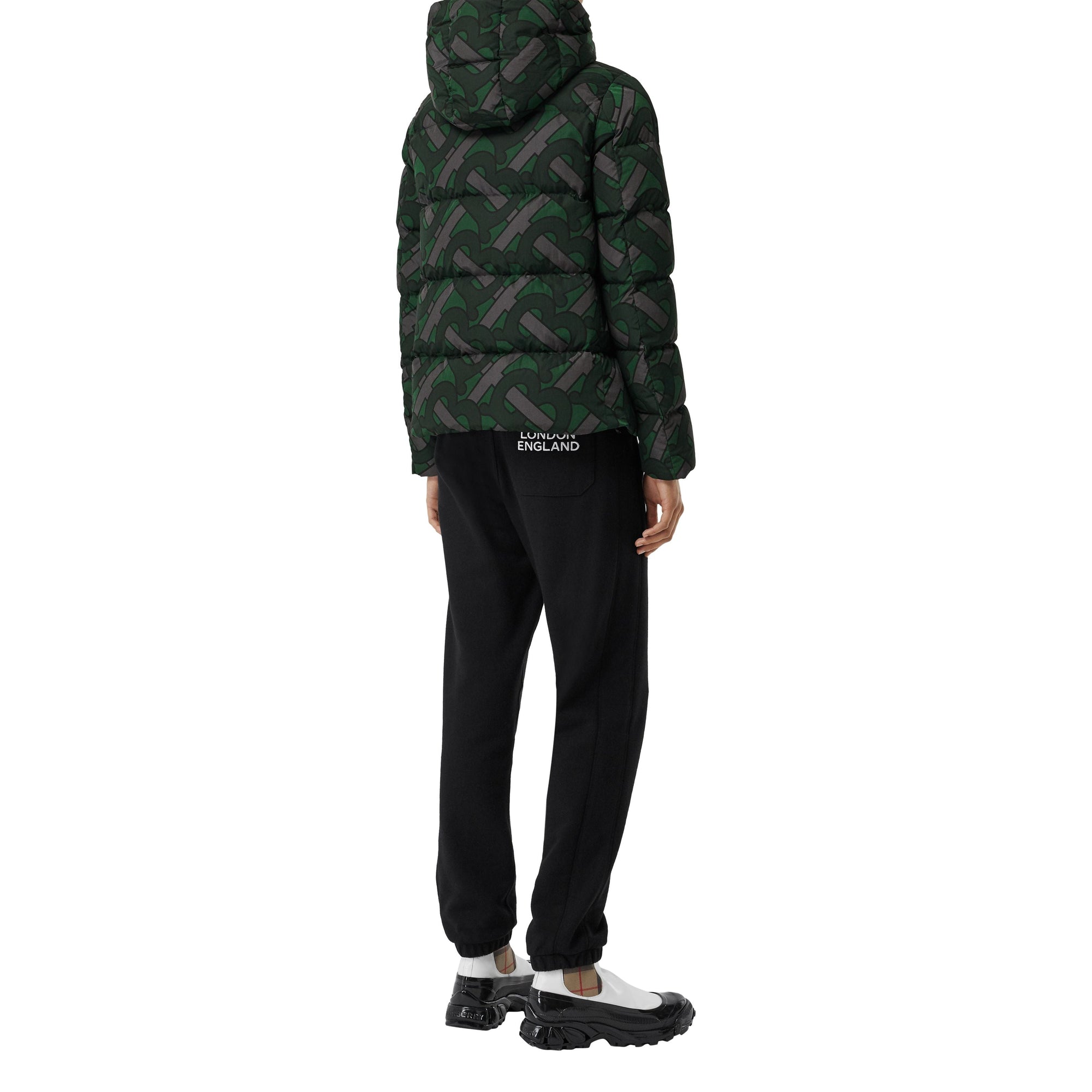 Doudoune à capuche monogram - Vert forêt