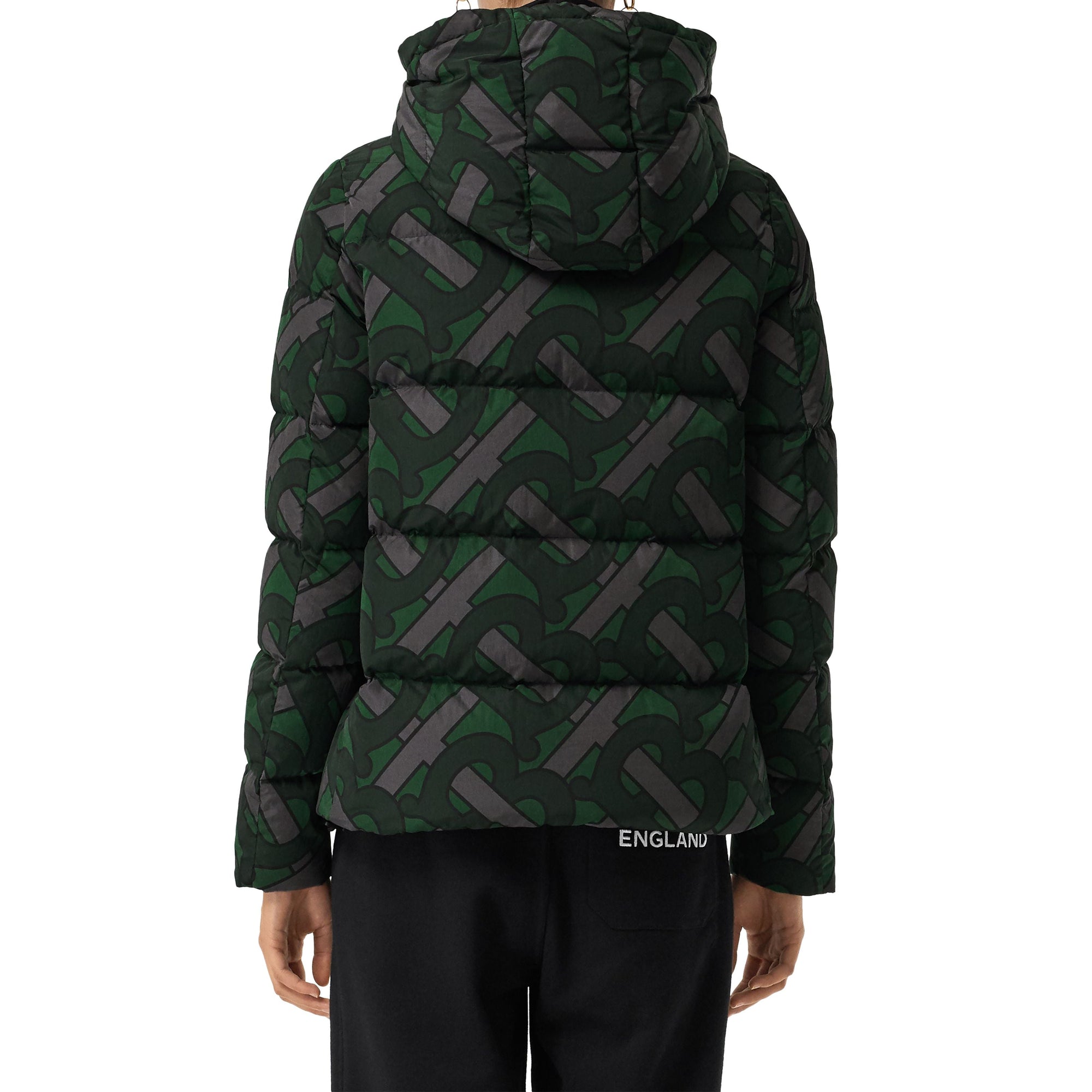 Doudoune à capuche monogram - Vert forêt