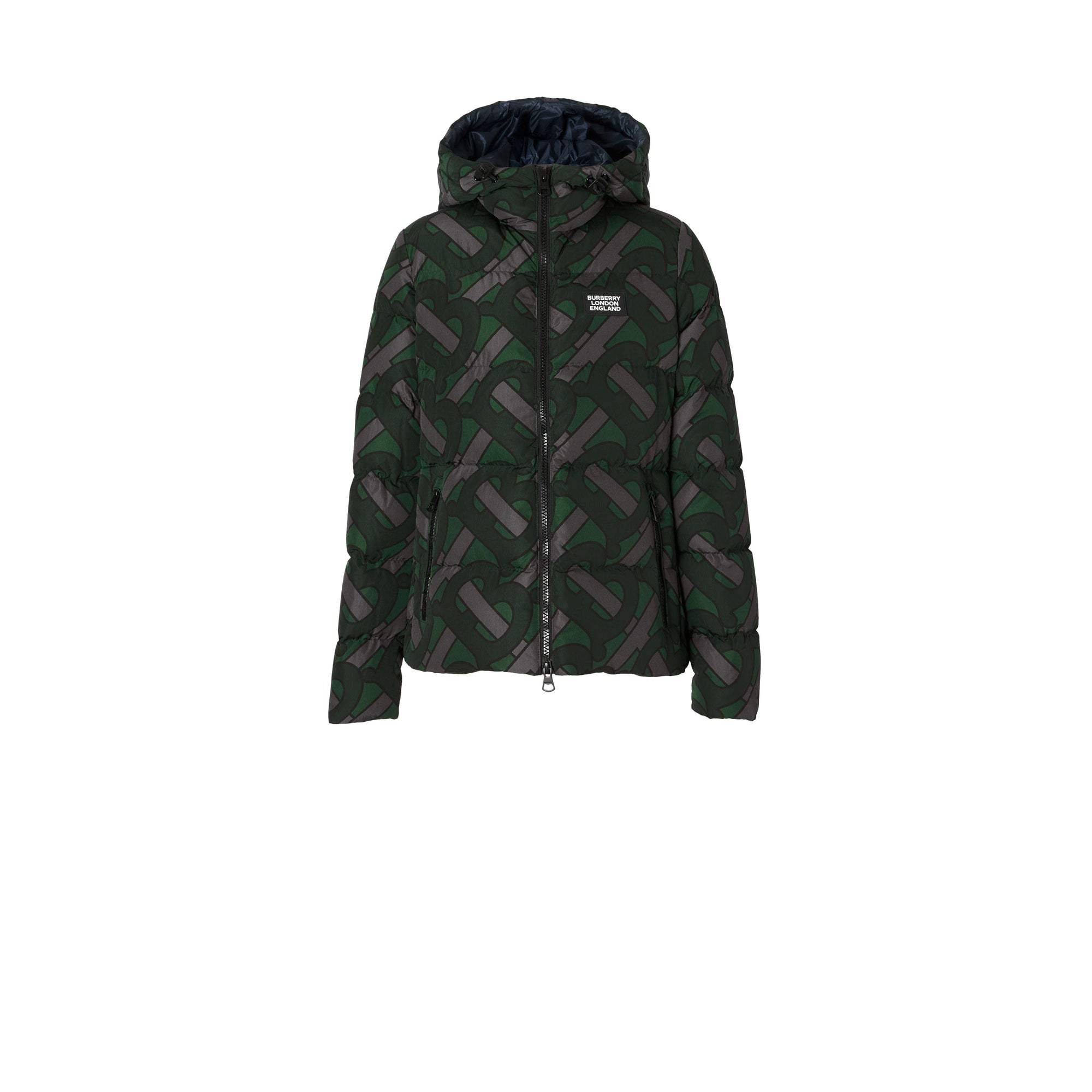 Doudoune à capuche monogram - Vert forêt