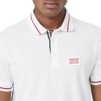 WHITE Polo en piqué de coton avec logo appliqué