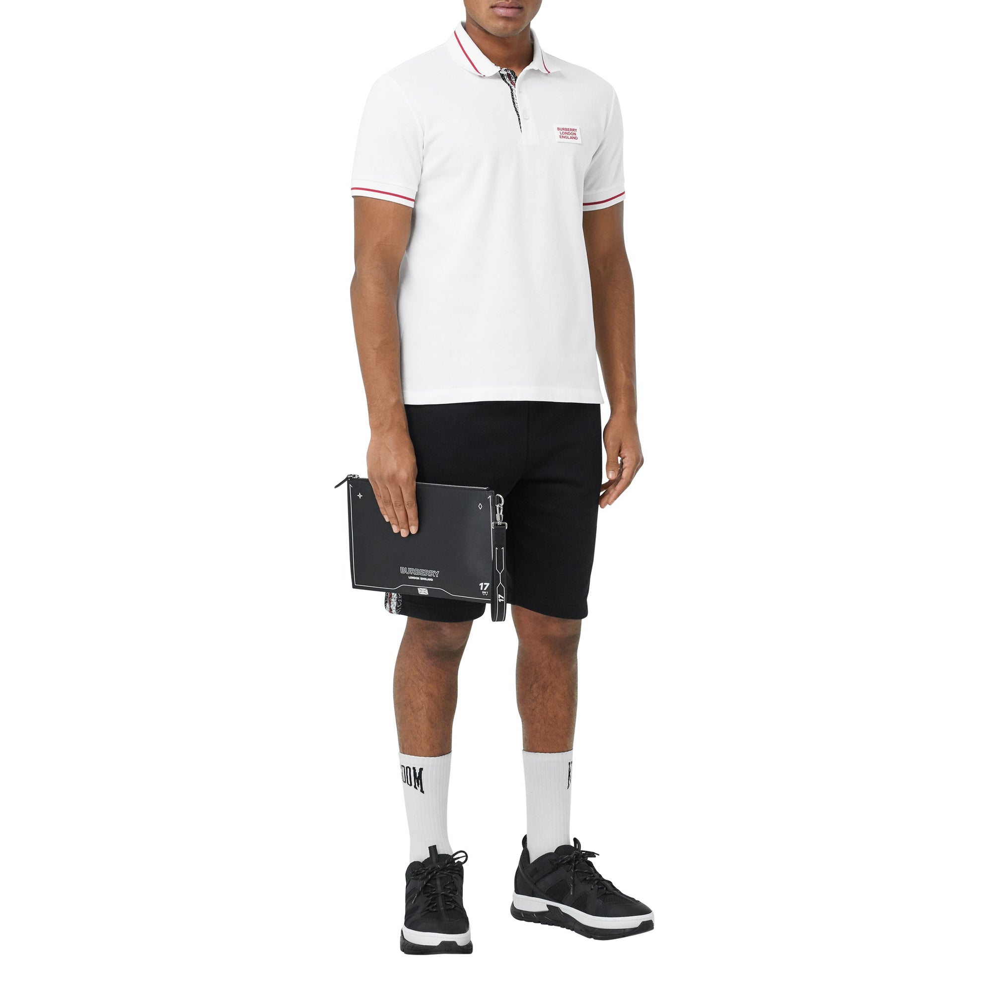 WHITE Polo en piqué de coton avec logo appliqué