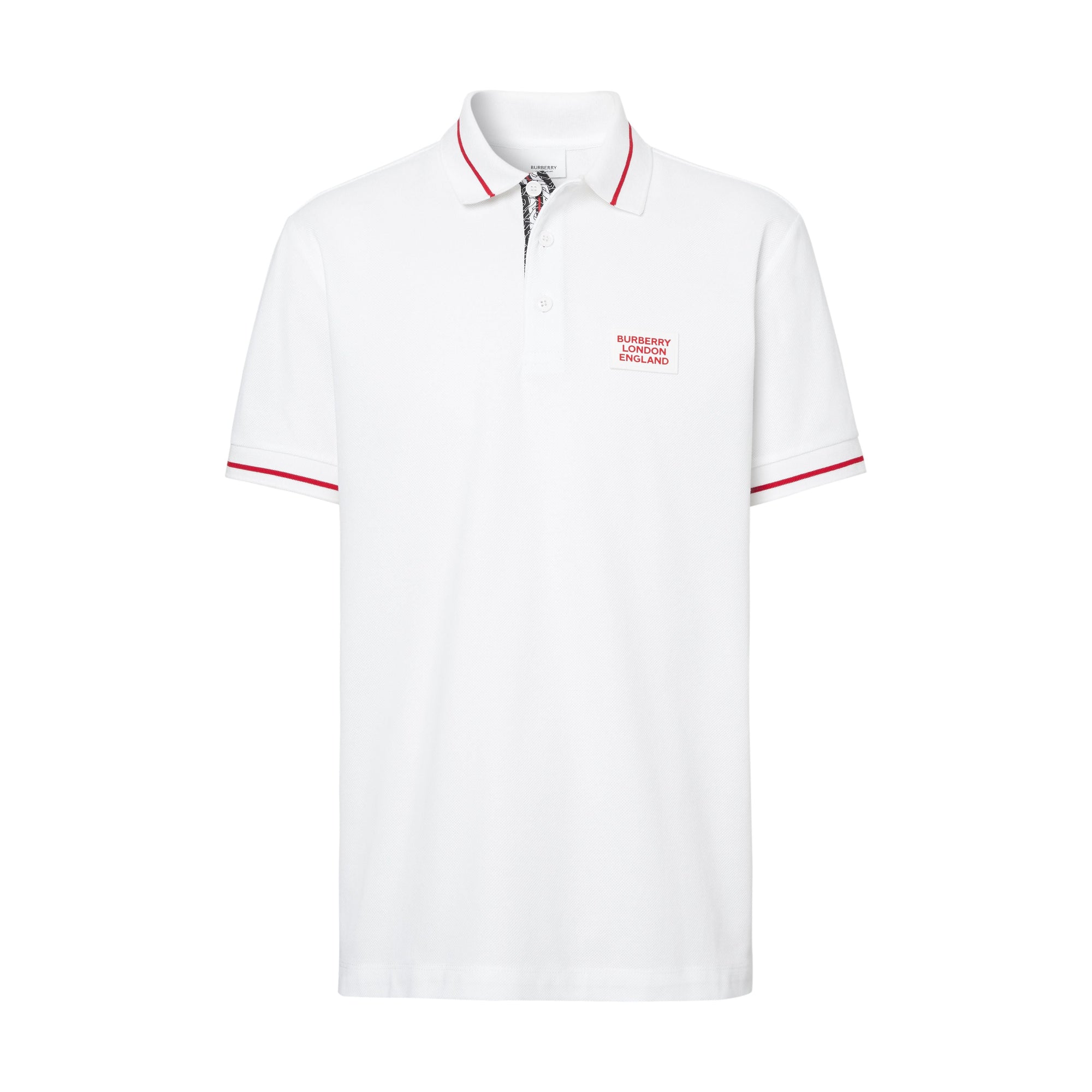 WHITE Polo en piqué de coton avec logo appliqué