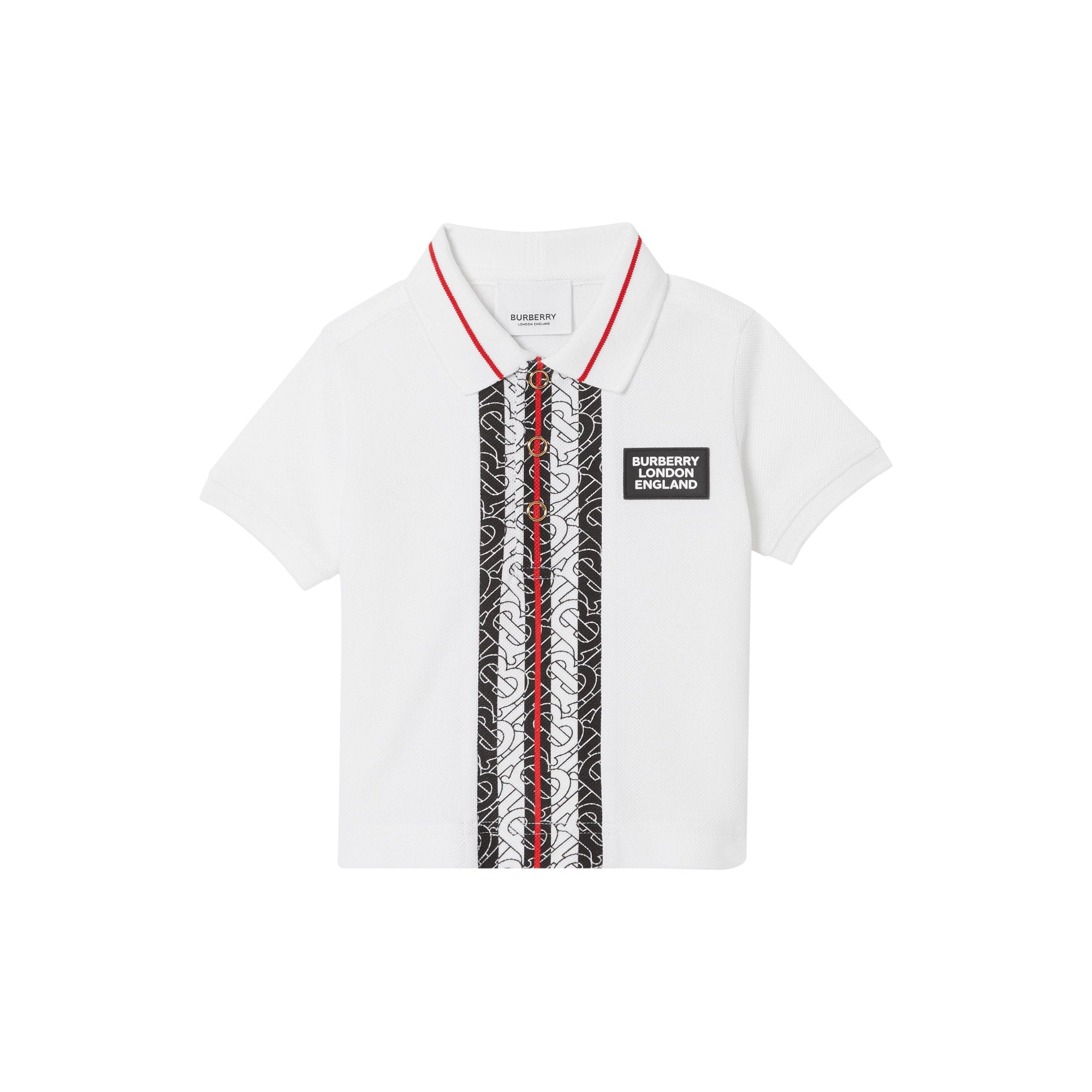 Polo en piqué de coton rayé monogram - Blanc