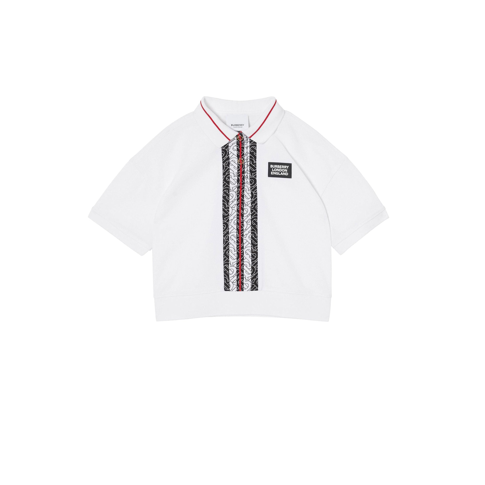 Polo en piqué de coton rayé monogram - Blanc