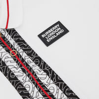 Polo en piqué de coton rayé monogram - Blanc